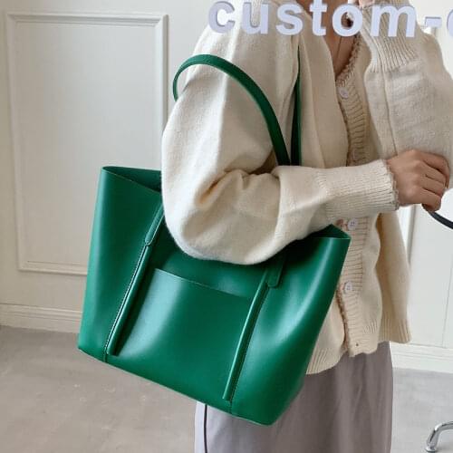 Fashion Simple Design Solid Big Capacity Handbag Purses Women Shoulder Bags 2021 New Ladies Casual Totes High Quality