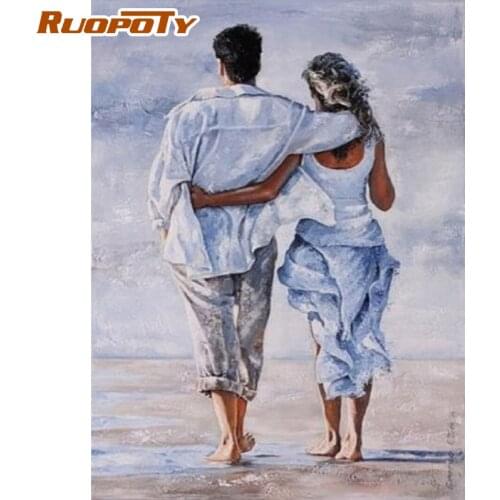 RUOPOTY Frame Picture Lovers Diy Painting By Numbers Figure Coloring By Numbers Acrylic Canvas Painting Handpainted Drawing Art