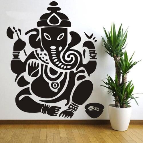 Wall decal Ganesh Buddhism India Indian Namaste Buddha God OM Yoga Buddha Mandala Ganapati Bedroom Wall Stickers Home Decor