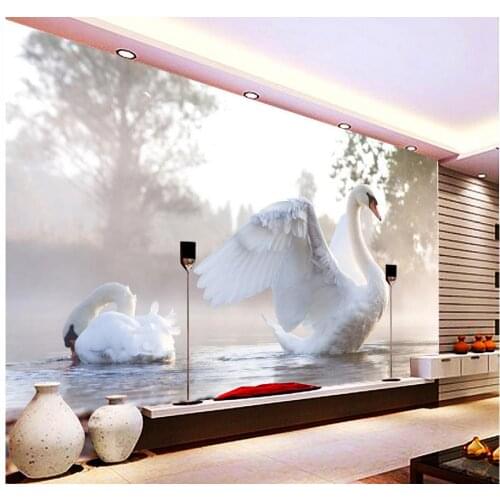 3d customized wallpaper Home Decoration 3d landscape wallpaper Swan decorative painting window mural wallpaper
