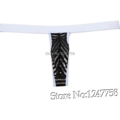 New Mens Mesh Striped Thong Spun Yarn Belt Micro Bikini Underwear Pouch T-Back G-String Mini Pants