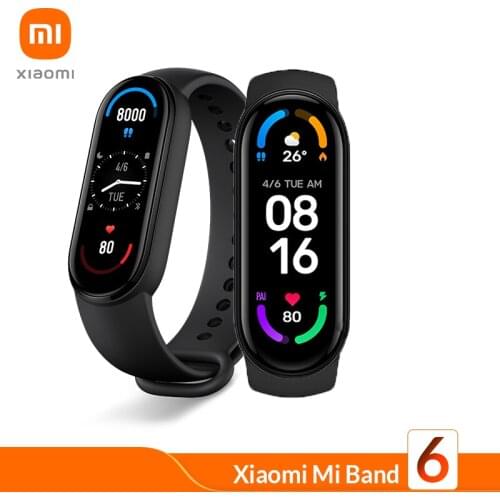 Original Xiaomi Mi Band 6 Smart Bracelet 1.56"AMOLED Screen Mi Band 6 Heart Rate Fitness Tracker Bluetooth 5 ATM Waterproof