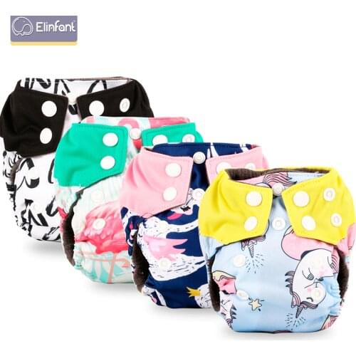 Elinfant Newborn Baby Bamboo Charcoal AIO Cloth Diaper Nappy Protect Your Baby 's Belly Button Fit Less Than 3kg Baby LABS Pants