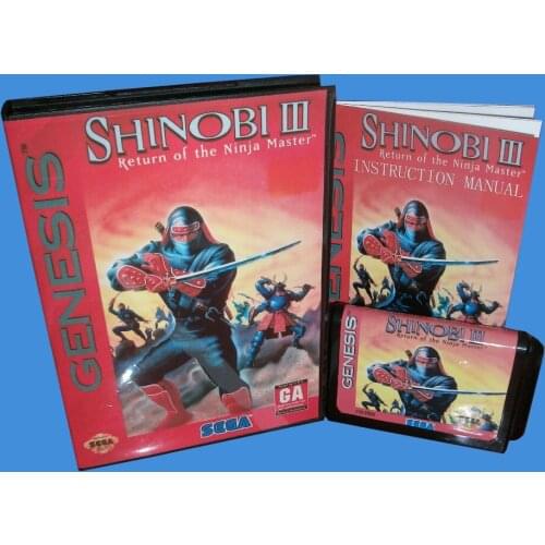 Shinobi 3 With Box And Manual 16bit MD Game Card For Sega Mega Drive For Genesis