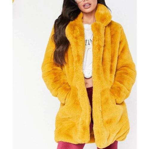 Faux Fur Coat Women Long Sleeve Thick Warm Flurry Jackets Plus Size Coat Winter Black Yellow Pink Red Fur Coats Fall 2021 T8