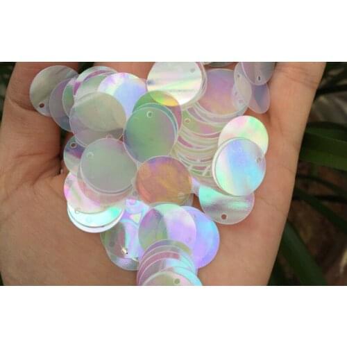 Sewing supplies 30mm Fish scale sequins white bead sequins with round edge holes and phantom white translucent sequins