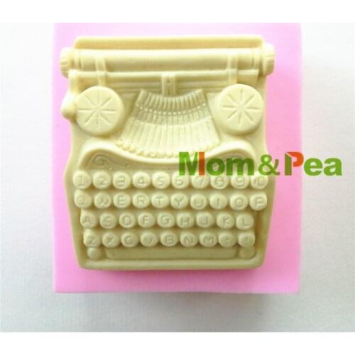 Mom&Pea 0873 Free Shipping Typewriter Shaped Silicone Mold Soap Mold Cake Decoration Fondant Cake 3D Mold Food Grade