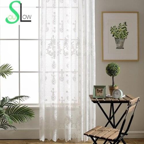 Slow Soul Modern Simple European Curtain Jacquard White Curtains Floral For Living Room Bedroom Sheer Tulle Wedding Decoration