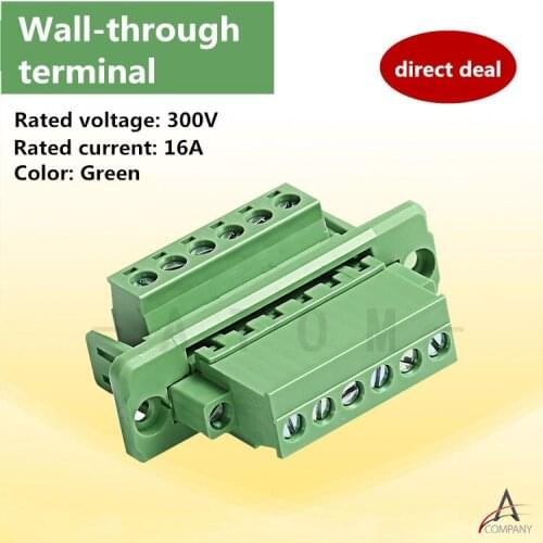 Wall-piercing weld-free butt-joint fixed panel 5.08 pair plug-and-pull three-in-one terminal connector