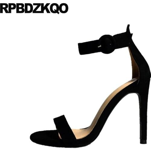 Sandals stiletto ankle strap open toe heels women stripper high famous brand black extreme pumps exotic dancer fetish shoes