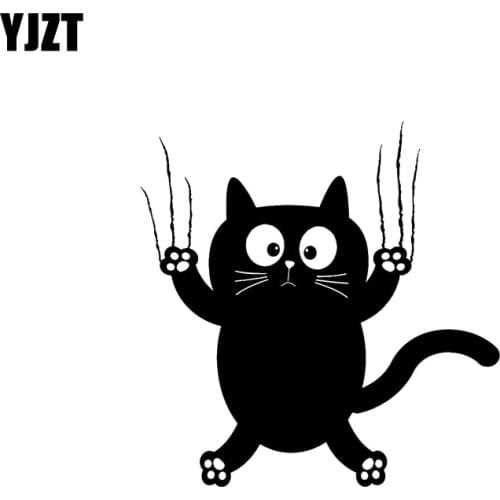 YJZT 14.4CM*14.6CM Vinyl Decal Funny Cat Pet Animal Car Stickers Black Silver C10-02375