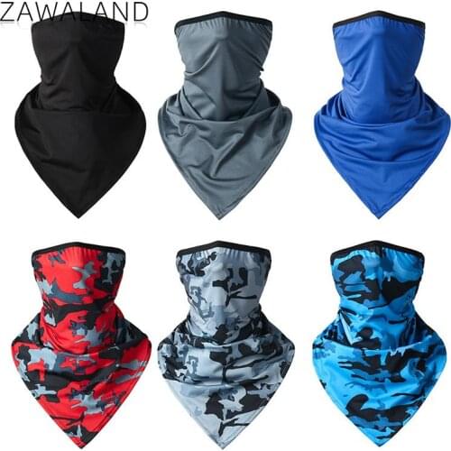 Zawaland Fashion Camouflage Print Triangle Scarf Unisex Sports Hang Ear Half Face Mask Outdoor Riding Multifunctional Face Mask