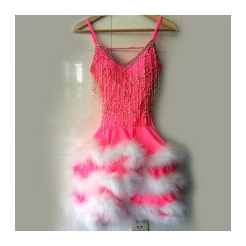 New style Latin dance costume sexy senior tassel beads latin dance dress for women latin dance compeititon dresses S-4XL