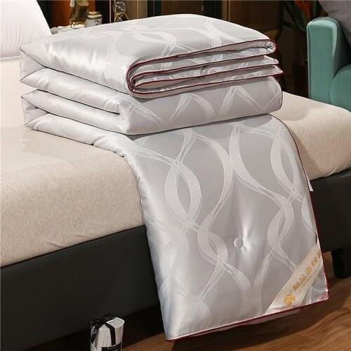 Winter thick warm Satin jacquard mulberry silk quilts comforter Duvets summer air conditioner quilt twin king queen full size
