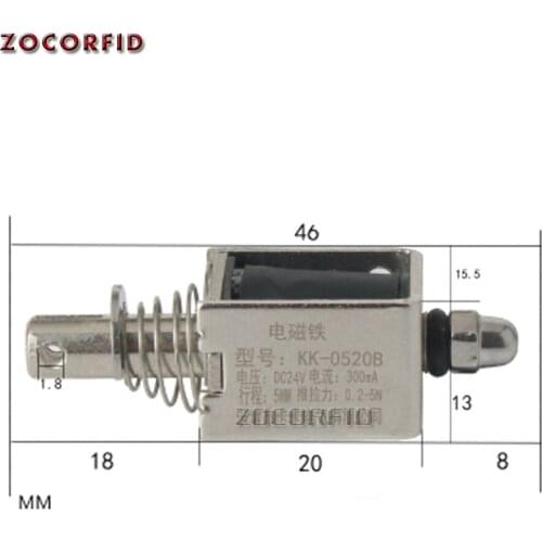 0520B DC Suction Micro Electromagnet Spring Push Pull Type Rod Solenoid Magnet