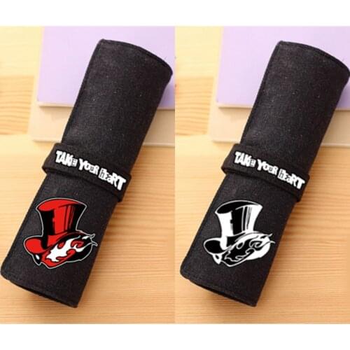 Black Anime Game Persona 5 Student Pen Bag Pencil Case Stationery Bag Organizer Holder Pouch Cosplay Prop Boy Girl Gift 1pcs
