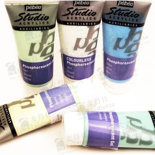 100ml pebeo pintura acrílica brilha no escuro, pinturas brilhantes, pigmento luminoso, pintura fluorescente de fibra para suprim