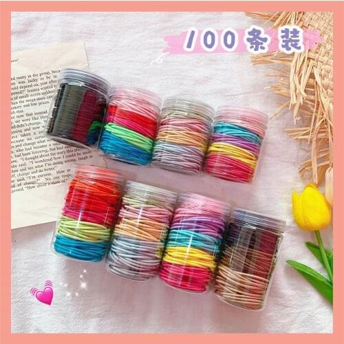 100 Pcs/Box 2.5mm Thickness Hair Elastics for Girls Women Hair Ties Rubber Bands Accessories