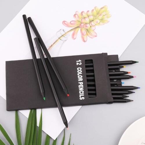 12 Colors Wooden Drawing Charcoal Pencils Painting Crayon Sketching Pen Non-toxic School Supplies