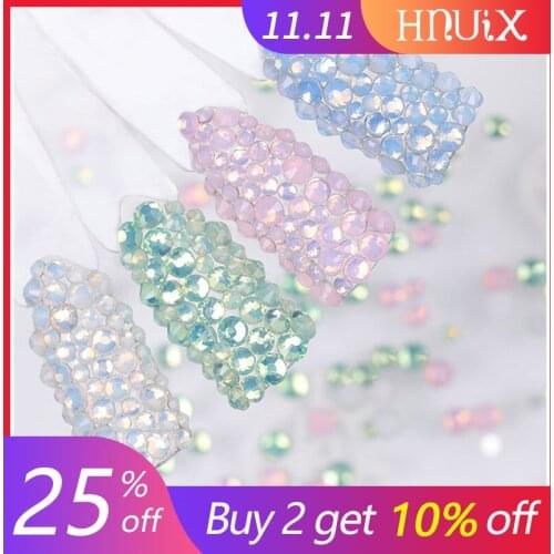 450pcs / Pack Mix size pink opal crystal Nail Art rhinestones for 3d charm flat glass Non Hotfix diy nail decorations