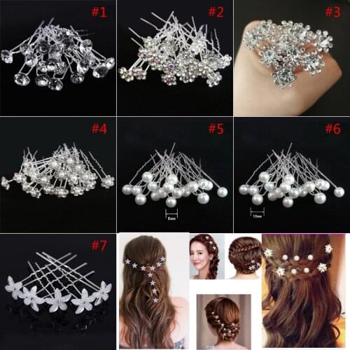 Acrylic Wedding Bridal Pearl Hair Pins White Flower Crystal Hair Clip Bridesmaid Rhinestone diamond Headwear Jewelry Accessories