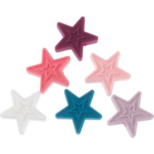 Double Five-pointed Star 5pcs Silicone Star Beads Pentagram Bpa Free Baby Teether Teething Nursing Necklace Bracelet Accessories