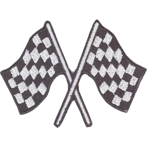 Aanywe Patch Checkered flag chequered auto car racing rockabilly applique iron-on patch