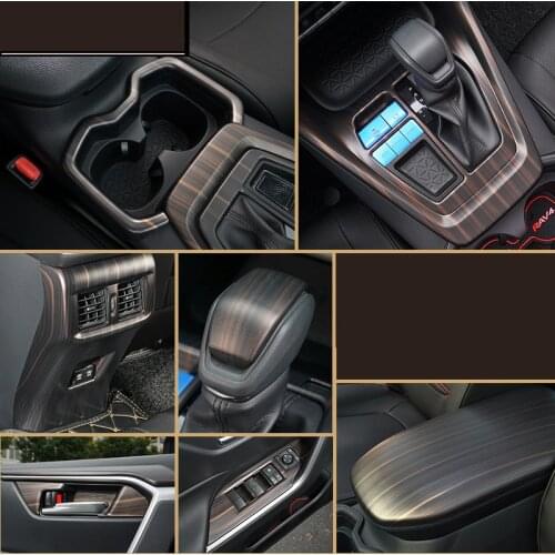 Car Interior Peach Wood Decoration Accessories For Toyota RAV4 2019 2020 Instrument Console Gear Water Cup Cover Air Vent Trims