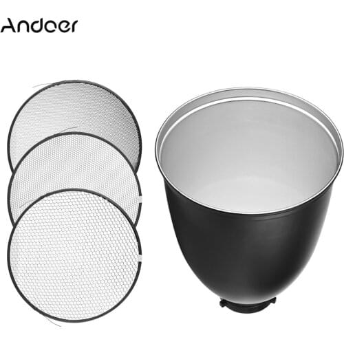Andoer Bowens S-Type Mount Reflector Diffuser Shade Lamp Shade with Honeycomb Grid for Bowens Mount Studio Strobe Flash