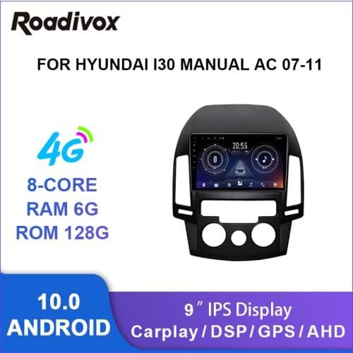 9" android 10.0 car radio video gps navigation player for Hyundai i30 MANUAL AC 2007-2011 multimedia autoradio stereo head unit