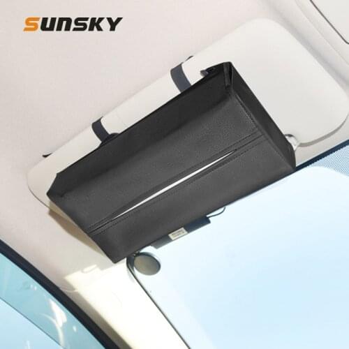 Car Tissue Box PU Leather Box for Home, Auto Sun Visor Interior Accessories Stowing Tidying, Size: 24x13x5cm