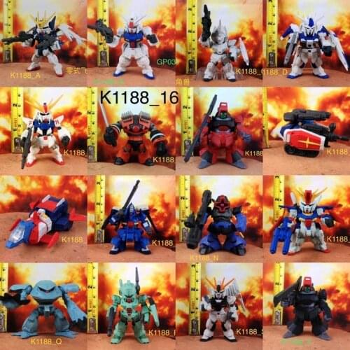 Bandai 16pcs/set Gundam Action Figure Mini Model Toy Assembled Collection Children Gifts