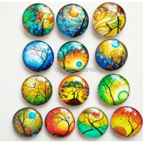 Free shipping (13pcs/lot)Various Tree Crystal Glass fridge magnet Cartoon plant message sticker Kitchen home Decoration