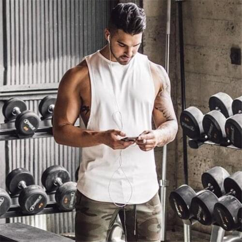 Brand gym clothing Bodybuilding singlets and Fitness Mens Stringer Tank Top Training sleeveless t shirt workout Vest Undershirt
