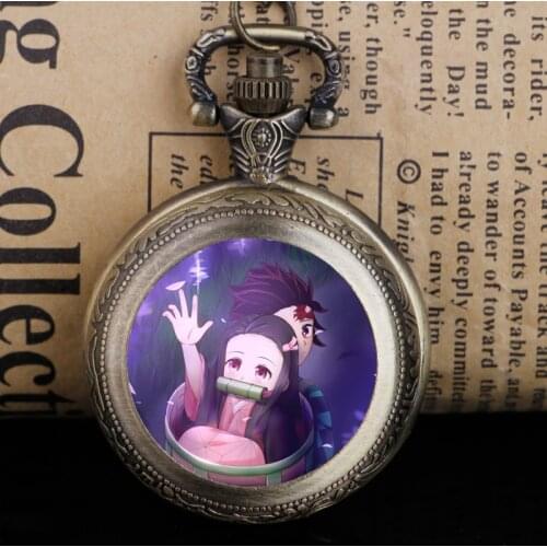 Bronze Cute Quartz Pocket Watch Pendant FOB Chain Women Mens Watches Best Gifts