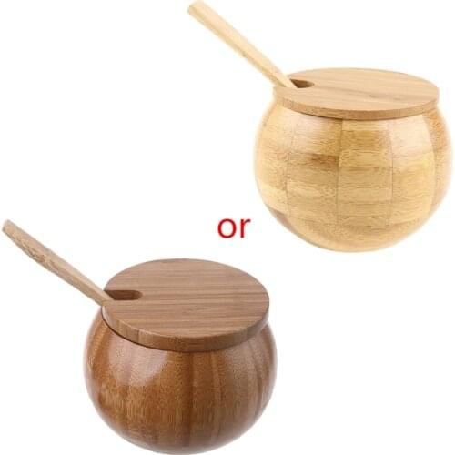 Wooden Salt Box Spice Jar Sugar Bowl Pepper Box Salt Seasoning Container Storage