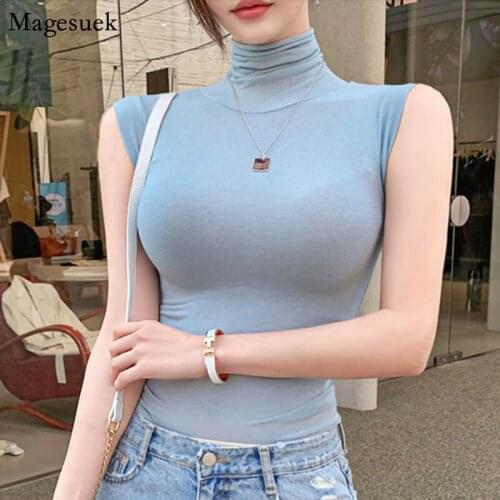 To Wear Out Sleeveless Turtleneck Tops Summer New Modal Corset Tops for Women Korean Casual White Tank Top Women Clothes 11972