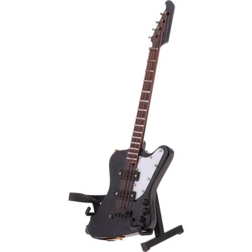 1/6 Delicate Wooden Electric Bass Model Musical Instrument for Action Figures Kit Black #3