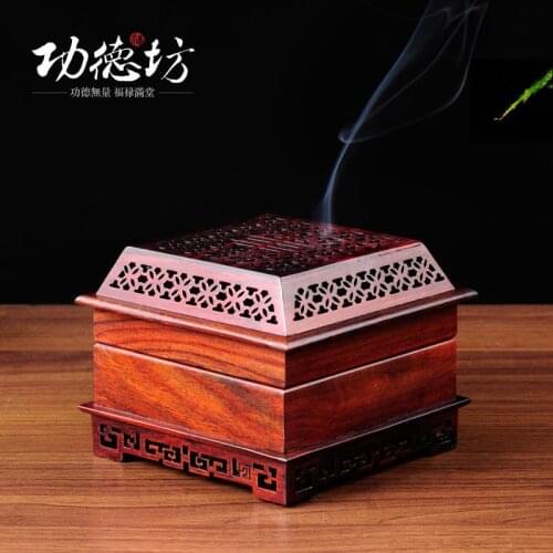 Red rosewood wood incense coil furnace classic hollow wood beautifully perfumed incense burner incense boxes featured