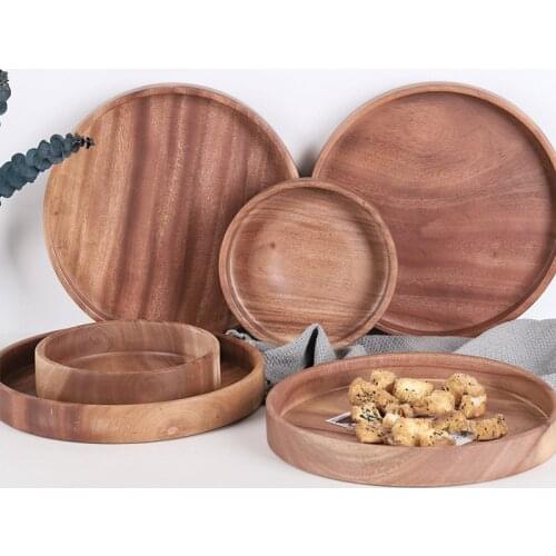 Rosewood Round Storage Trays Eco Natural Whole Wood Snacks/Desserts Plates Home Restaurant Tea Trays Coffee Plates