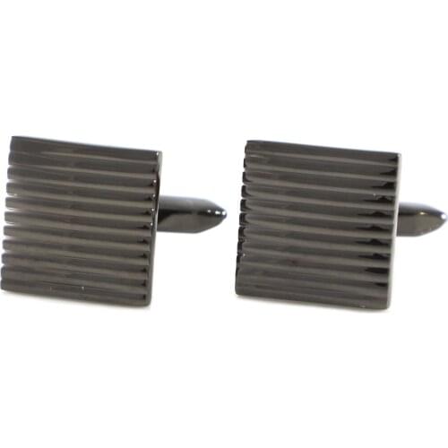 Fashion Square Black Curved Groove Stripe Cuff Links Fathers Day Birthday Cuff Links