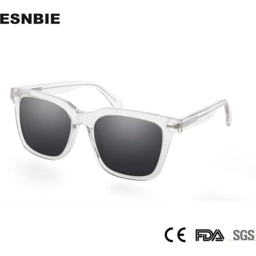 Crystal Acetate Brand Design Polarized Sunglasses Men Women Driver Shades Male Square Sun Glasses Male UV400 De Soleil Femme