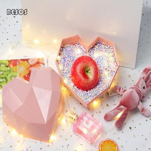 Wholesale High-end 3d Plastic Candy Colorful Diamond Heart Shape Gift Box Wedding Party Birthday Flower Jewelry Perfume Gift Box