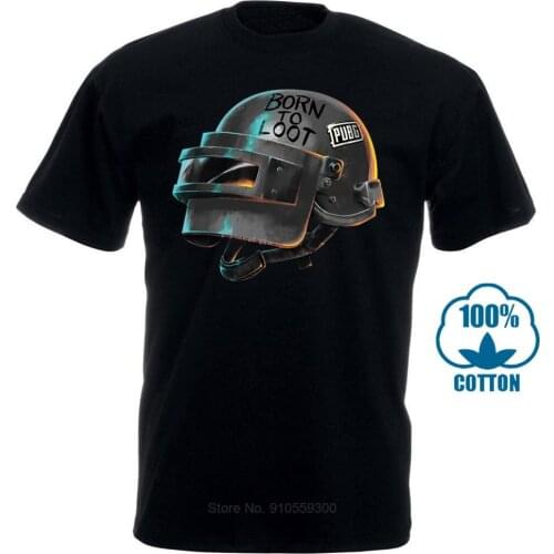 PlayerunknownS Battleground Pubg Born To Loot Black T Shirt Gift For Gamer Cartoon T Shirt Men Unisex New Fashion Tshirt