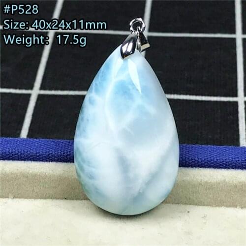 Natural Blue Larimar Pendant Jewelry For Women Men Crystal 27x19x12mm Beads Silver Dominica Water Pattern Stone Gemstone AAAAA
