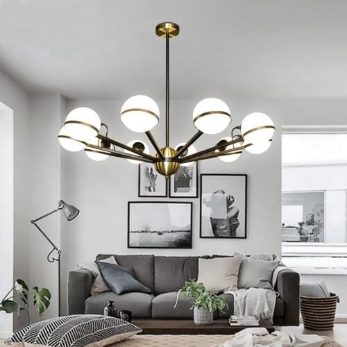 Nordic living room pendant lamp simple magic beans glass ball creative iron round bedroom restaurant chandelier 6/8/10 LU731345