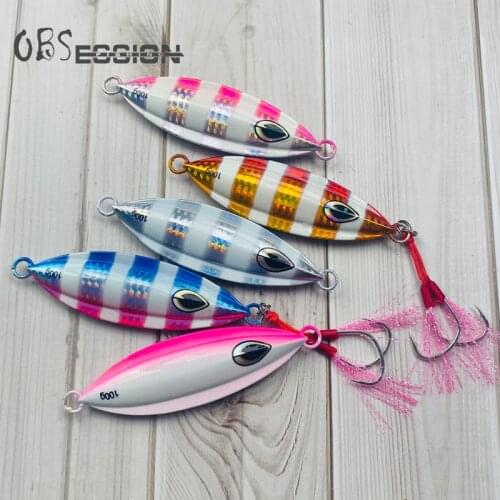 Slow fall Jig lures 40g 60g 80g 100g zebra Metal jigs Assist Hooks luminous sinking fishing lure Hard bait Sea fishing tackle