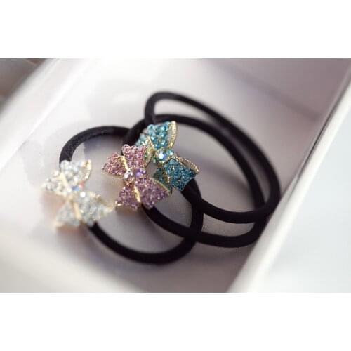 Mix wholesale hair jewelry hair accessories small rhinestone bow hair accessory headband hair rope 3 colors in stock