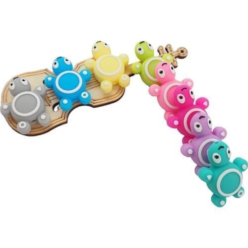 Chenkai 50PCS Silicone Turtle Beads Baby Animal Shape Of Mini Tortoise Teething BPA Free DIY Infant Nursing Pacifier Chain Clips