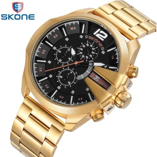 Skone Man Watch Outdoor Sport Dual Display Watches 3 Small Dials Creative Design Auto Date Waterproof Sport Men Watches